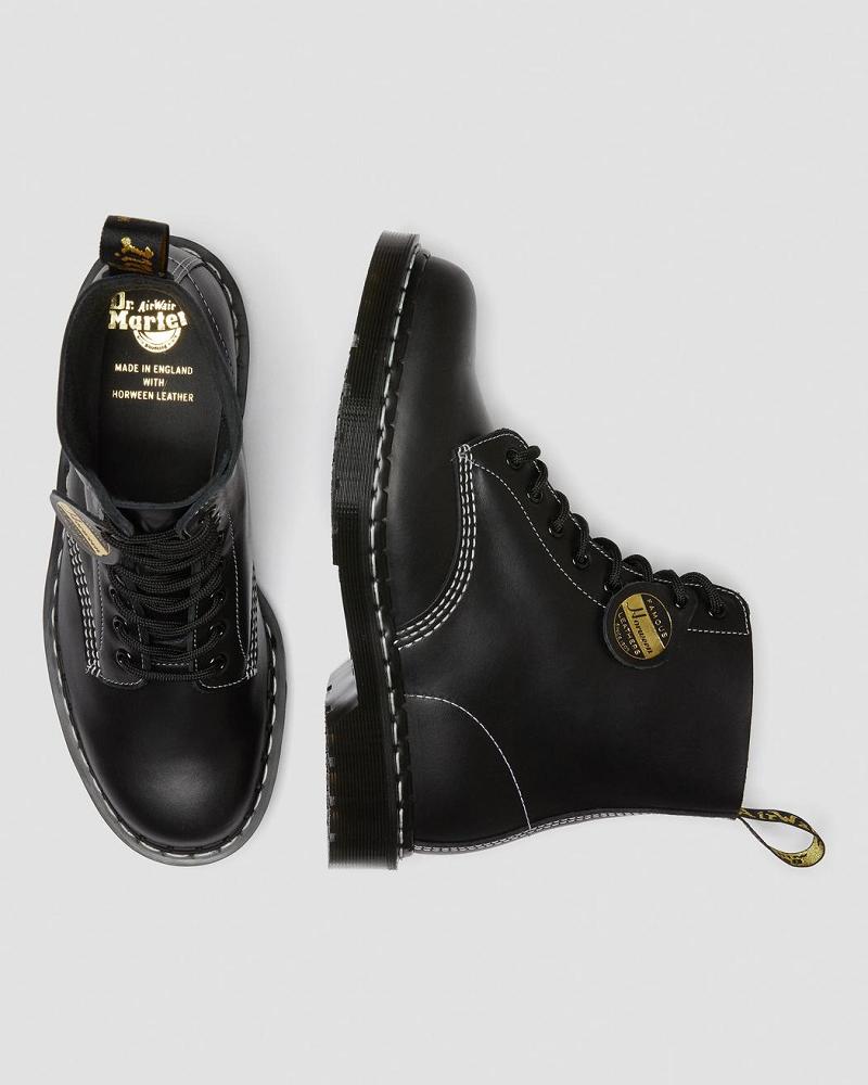 Dr Martens 1460 Pascal Made in England Cavalier Leren Veterlaarzen Dames Zwart | NL 589CTV